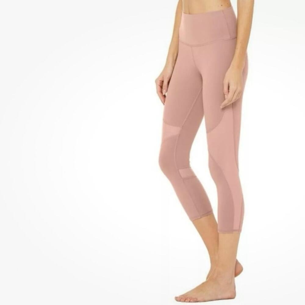 Alo Yoga High Waist Coast Capri Leggings Mesh Size Small Smoky Quartz